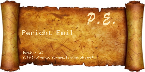 Pericht Emil névjegykártya